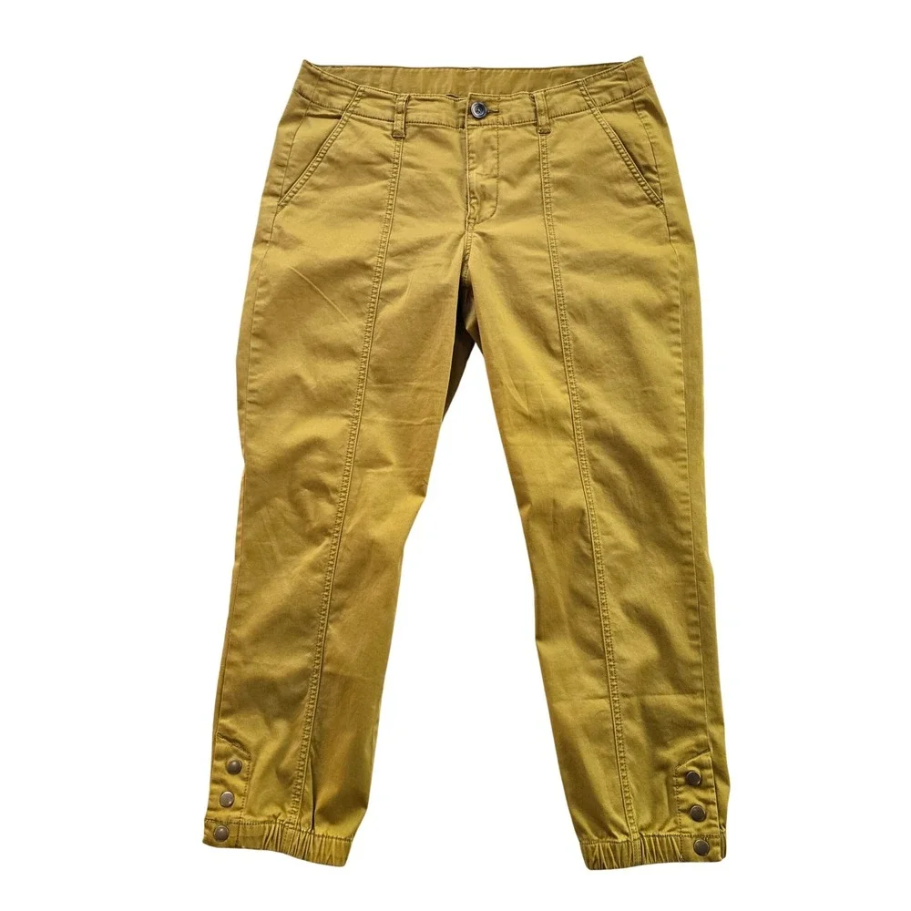 Cabi Mariner Jogger Pants‎ #5504 Mustard Yellow Slim Fit Snap Cuff Size 12